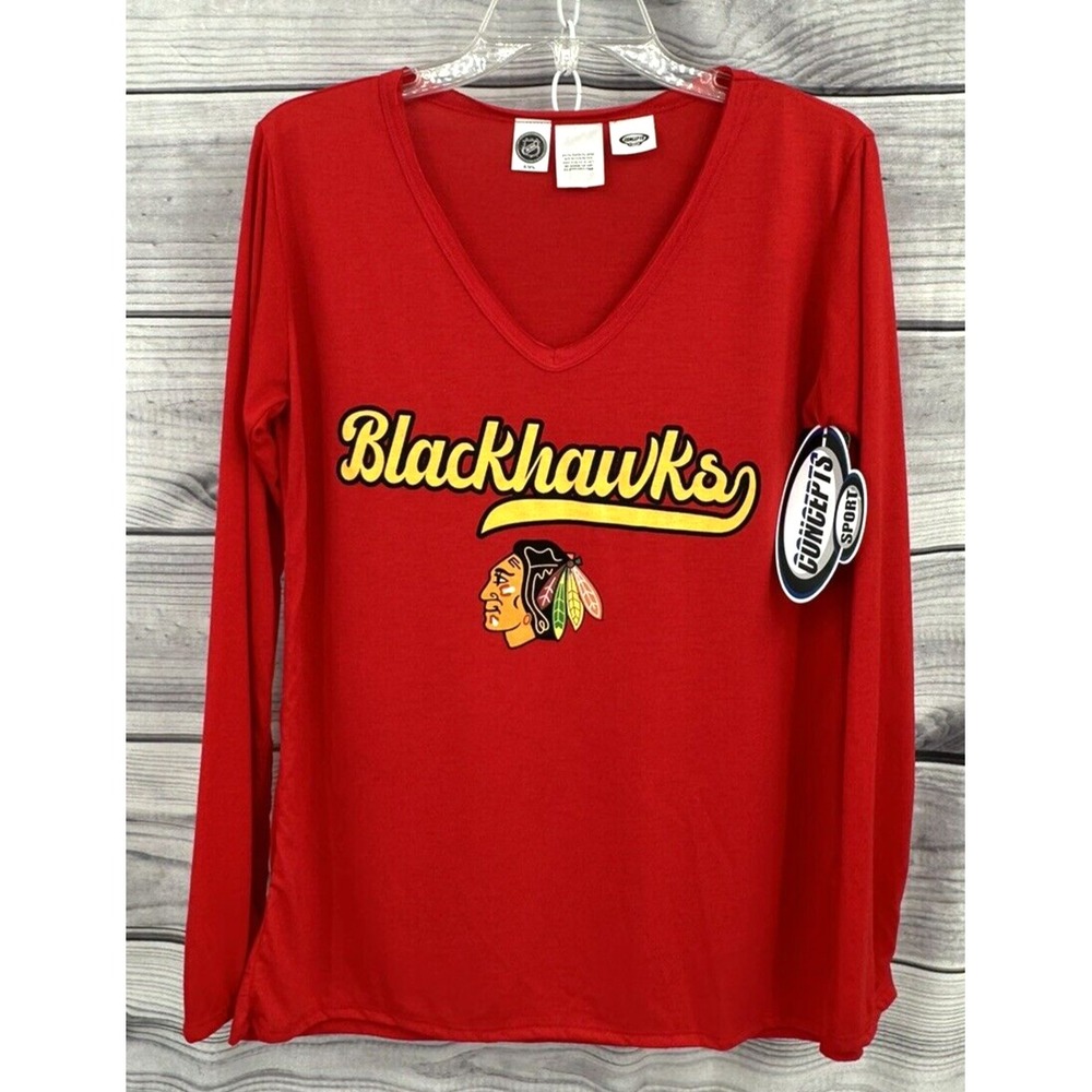 CONCEPTS SPORTS CHICAGO BLACKHAWKS NHL‎ LONG SLEEVE TEE T SHIRT Women's Sz Large